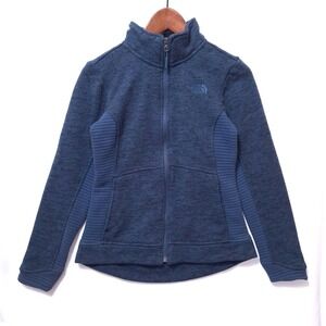 The North Face Full Zip Indi Fleece Jacket Womens‎ XS/TP Navy Blue Stand Collar